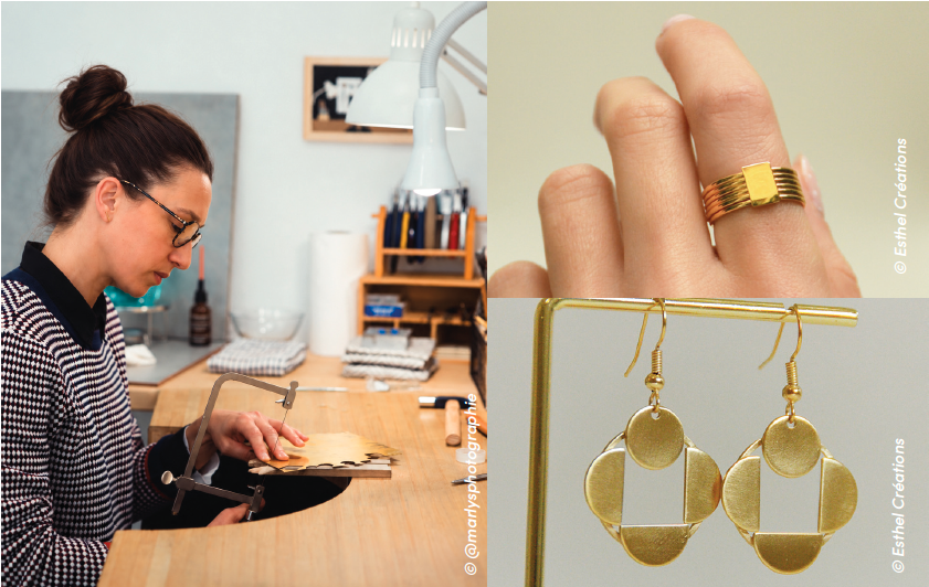 À Mazères-Lezons, Estelle Gayon imagine avec Esthel Créations des bijoux graphiques et épurés en laiton brut doré à l’or fin, inspirés des étoiles. À Mazères-Lezons, Estelle Gayon imagine avec Esthel Créations des bijoux graphiques et épurés en laiton brut doré à l’or fin, inspirés des étoiles.
