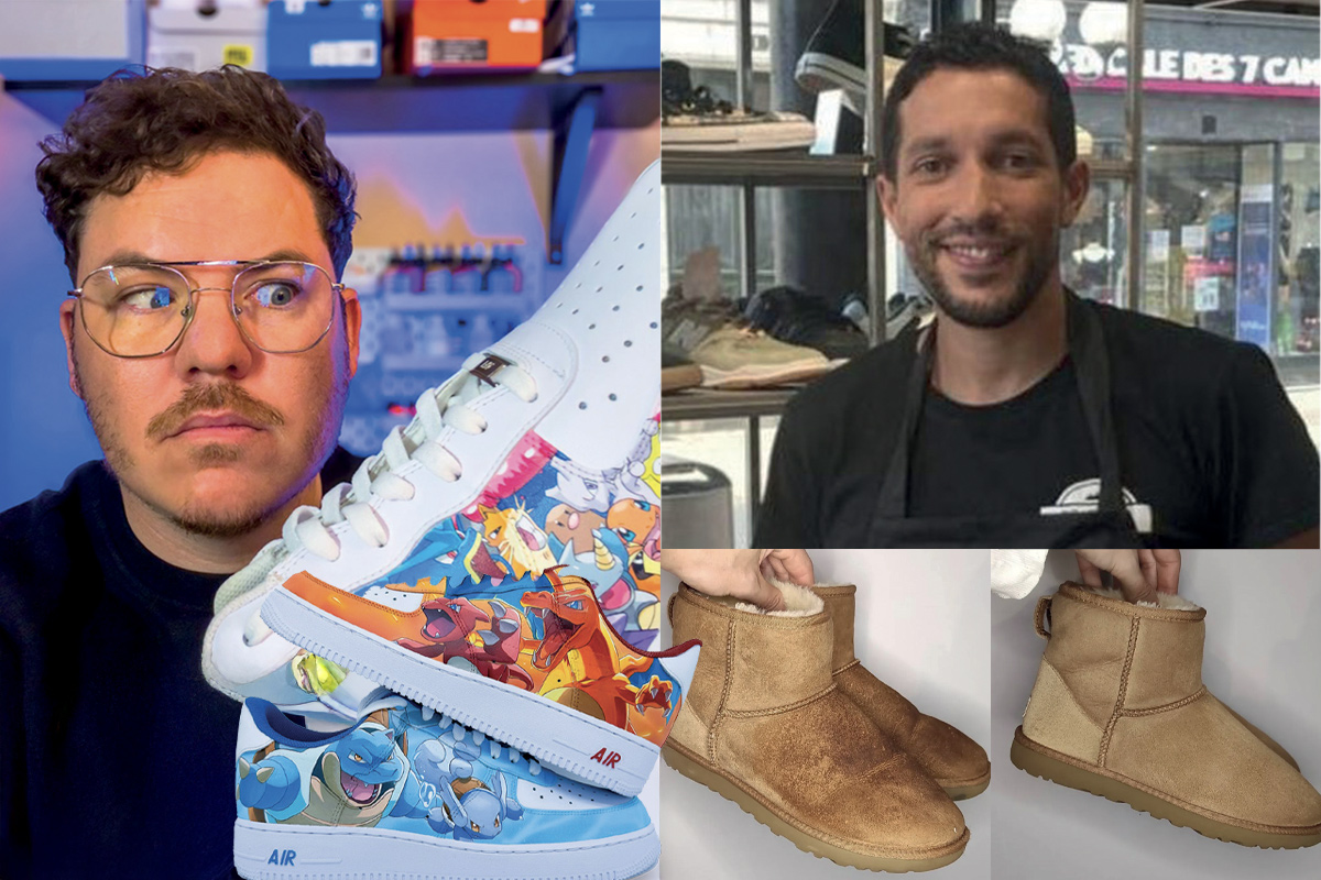 Les paires de sneakers s’offrent une seconde vie grâce au talent de deux Palois : Omar Ziad et Tristan Hombrado : rénovation et customisation. Les paires de sneakers s'offrent une seconde vie grâce au talent de deux Palois : Omar Ziad et Tristan Hombrado : rénovation et customisation.